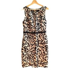 Linen Animal Print Valerie Bertinelli Dress with Pockets, Size Small